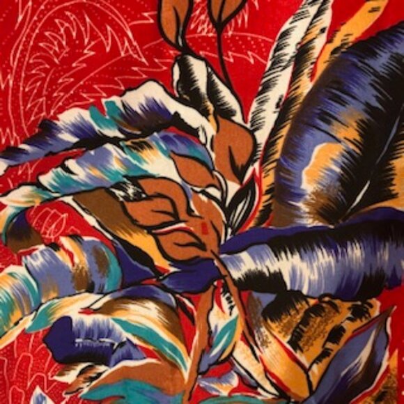 3/$15 Large Red Scarf Wrap Shawl Tiger Tropical Floral Polka Dot Edge - Picture 5 of 8